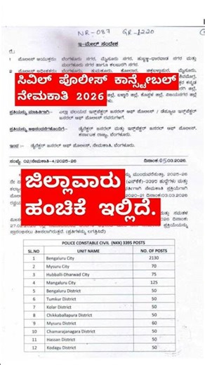 police constable recruitment 2026 | district wise vacancies 2026#job #ksp #police