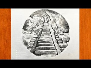 How to draw stairway to Heaven, step by step in tutorial with just a pencil