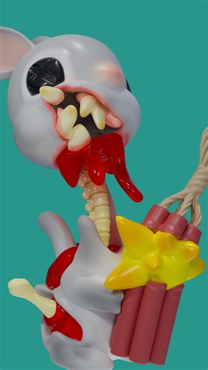 Michael Wong on Instagram: "Exploding TNT Bunny rabbit sculpted in Nomad. Sliced in @chitubox_official printing on the Saturn 4 Ultra and Ultra 16k by @elegoo with abs like resin by @chitu_systems #nomadsculpt #3dsculpting #3dprinting"