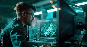 Utilizing CAD Software to Create a D Model on Computer Screen. Concept CAD Software, 3D Modeling, Computer Aided Design, Digital Prototyping Stock Video