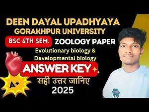 Answer Key 2025 Zoology 6th Semester Paper 1 |ZOO304 Answer Key|Evolutionary & Developmental Biology