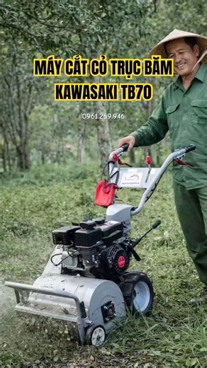 Máy cắt cỏ trục băm Kawasaki TB70 hàm cắt 42cm, động cơ 7hp mạnh mẽ làm cỏ nhanh #maycatco