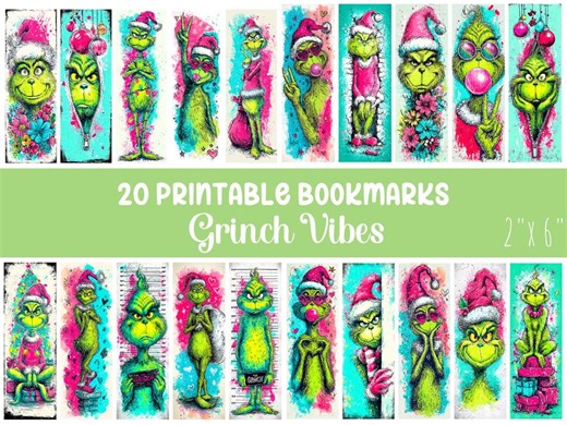 Grinch Christmas Printable Bookmarks – 20 Sassy Holiday Bookmarks Bundle, Grinch Bookmarks PNG, Grumpy Christmas Gift for Readers - Etsy