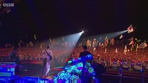 WATCH: Coldplay have used their Glastonbury appearance to pay tribute to the Warrington band, Viola Beach -- whose four members and manager died in a crash in Sweden in February. They played a Viola Beach song during their headlining set. Chris Martin said they'd been moved by the loss of young people making music. | BBC Manchester