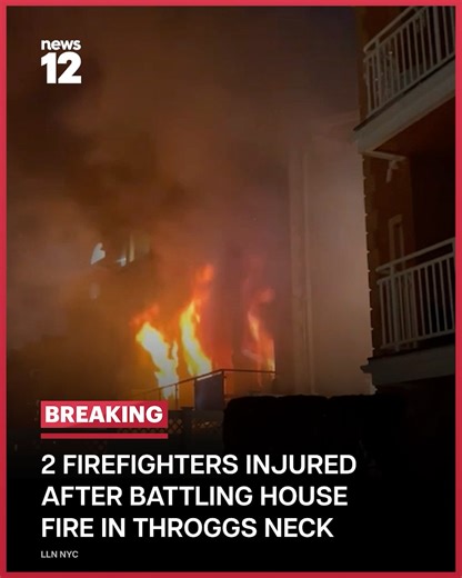 BREAKING NEWS: Two firefighters have been hospitalized after battling a house fire in Throgs Neck on Wednesday where more than 100 fire and EMS personnel responded. One person with minor injuries was taken to an area hospital and another refused medical attention at the scene. READ MORE: https://bit.ly/45DnPFv | News 12 The Bronx