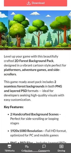 Free 2D Cartoon Forest Background Pack
