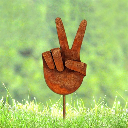 Metal Peace Sign Hand Garden Stake, Hands Metal Yard Art, Hand Gesture Lawn Decor, Peace Symbol Decor, Unique Garden Gift, Unity & Harmony - Etsy