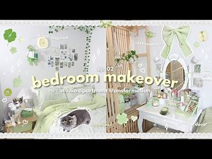 AESTHETIC BEDROOM MAKEOVER🍀🕊️ pinterest-inspired, vanity setup | studio apartment transformation