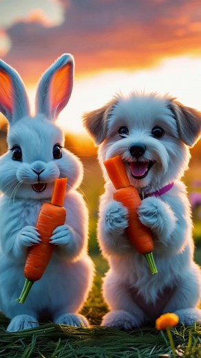Heartwarming Friendship Between Rabbit and Puppy