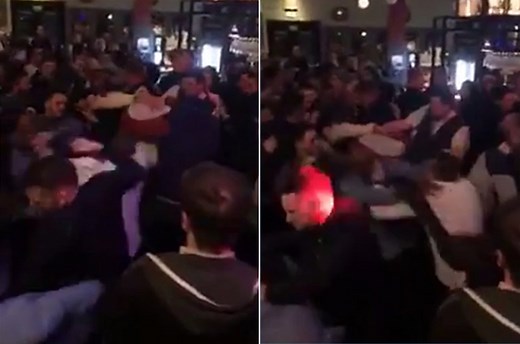 Massive bar brawl erupts in Britain