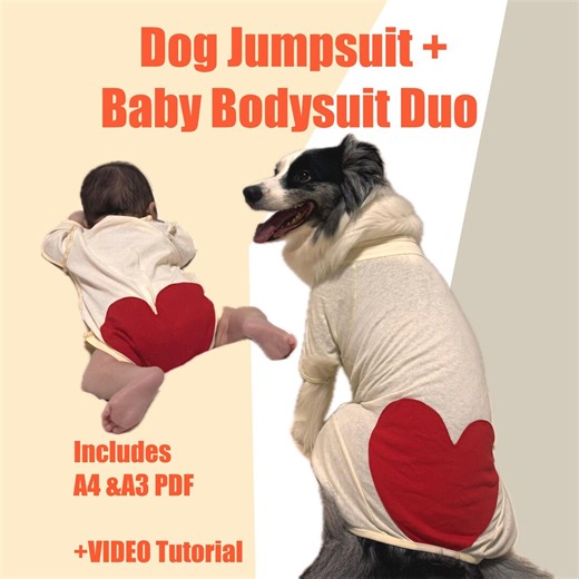 Baby & Dog Matching Outfit PDF Pattern - Newborn Bodysuit   Dog Jumsuit(s-3xl) - Etsy
