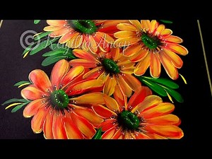 step by step Floral acrylic painting techniques using Filbert Brush | spring floral | Relaxing