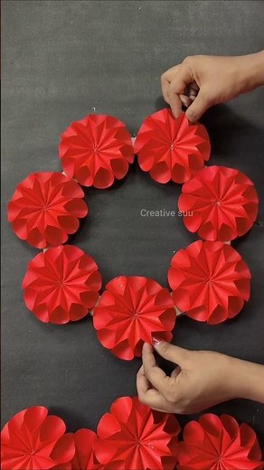 Superb DIY paper flowers hanging decor ❤️😍 #diy #wallhanging #shorts #homedecor #craft