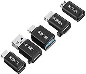 USB Type C Adapter,Micro USB to USB C Adapter,USB Type C to USB-A, USB C to USB 3.0 Adapter and more-5Pack Black