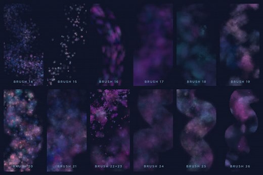Galaxy Multi-Color Photoshop Brushes: Mystical, Celestial, Space-Inspi