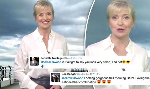 'The weather in leather' Carol Kirkwood causes a stir in 'sexy' skirt