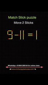 Move Exactly two match sticks to make this correct Equation #matchsticks #puzzles #puzzlechallenge #puzzlemath #sticks #matchstickpuzzle #ssccglexam #mritunjaylectures #puzzleaddict #puzzleaddiction | Mritunjay Lectures