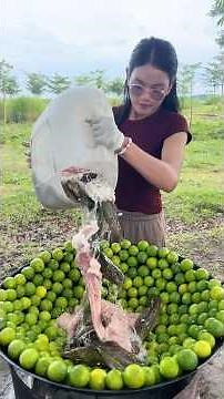 Cooking yummy wash fish and pork with lime deep fried recipe