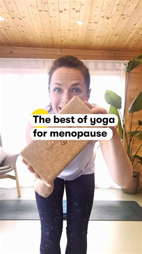 All you need is a yoga mat and a block! #yogaforwomen #yogaformenopause #yogaforaging
