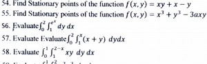 Find Stationary points of the function f ( x , y ) = x y   x - ... | Filo