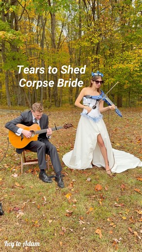 3K views · 96 reactions | Tears to Shed from Corpse Bride on electric violin and guitar. I’m so excited to show you the upcycled wedding dress I redid to look like Emily’s dress in Corpse Bride. Our Halloween Countdown Continues!!!  #halloween #corpsebride #timburton #tearstoshed #music #violin #violinist #guitar #electricviolinist #musician #WestVirginia #instrumental #bridgerton Kiara Williams Adam Moyer | Key to Adam | Facebook