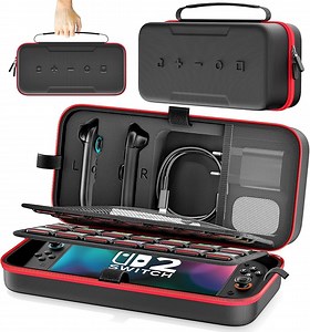 Rysker Switch 2 Tasche kompatibel mit Nintendo Switch 2 2025, Große Switch Tragetasche für Joycon und EU Netzteil, Switch 2 Case mit 28 Switch Spiele für Nintendo Switch Zubehör