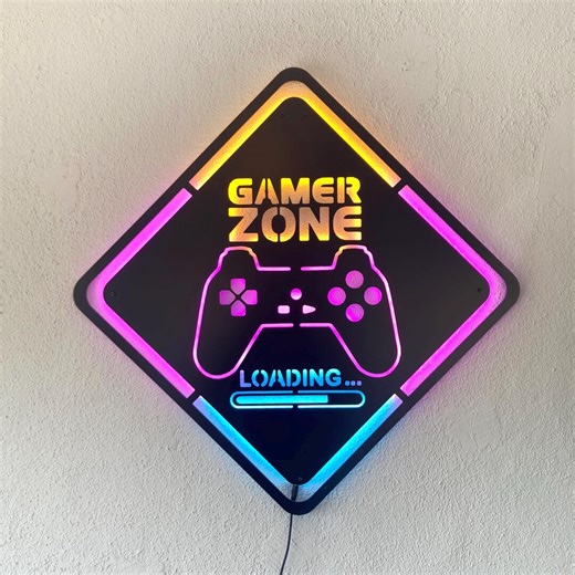 Gamer Zone LED Sign, Gaming Room Wall Art, Gamer Wall Decor, Neon Gaming Setup Decor, Controller LED Light - Etsy