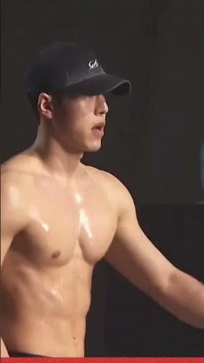 Muscular male models on stage