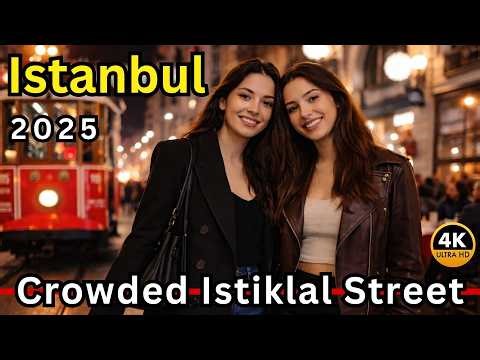 Istanbul Winter Night Walk ❄️ Christmas Crowds on Istiklal Street | 4K No Talking