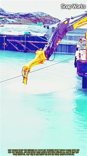 해상 포크레인을 활용한 수중 구조물 하강 및 준설 작업 공정 #worker #process #construction #machinery #ocean