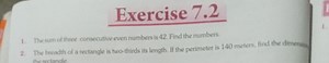 Exercise 7.21. The sum of three consecutive even numbers is 42... | Filo
