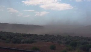 Downburst winds and subsequent dust associated with the thunderstorm rolling through the Elko area around 300 pm. Expect similar surface conditions with showers and thunderstorms through this afternoon across mainly Elko county and White Pine county. Winds could reach 45 to 55 mph with locally higher gusts to near 60 mph. The air below the thunderstorm base is very dry contributing to the strong winds at the surface as the precipitation evaporates on its way down. This evaporating precipitation 