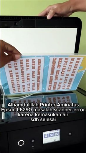 Epson L6290 Aminatus Printer scanner error problem due to water ingress has been resolved
