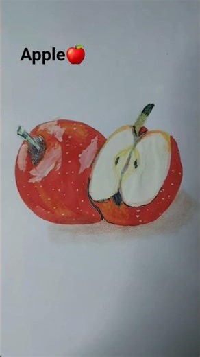 Apple with colour sketch 3D.. HD #Apple #pencil and paint #drawing #youtubeshorts #trending #art