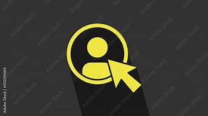 Yellow Create account screen icon isolated on grey background. 4K Video motion graphic animation