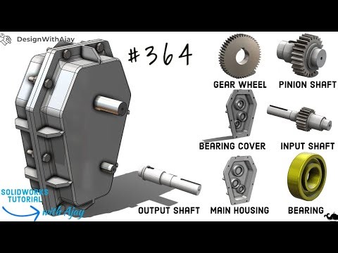 SolidWorks Design Tutorial: Building a 1:5 Ratio Gear Box from Scratch #364 #Gearbox#designwithajay​