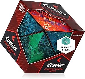 CUBENDI Geometric Origami Puzzle - Infinity Fidget Cube for Adults, Kids & Teens – Mesmerizing & Magnetic Shape Shifting Box w/48 Rare Earth Magnets - by Fun in Motion Toys (Twist)
