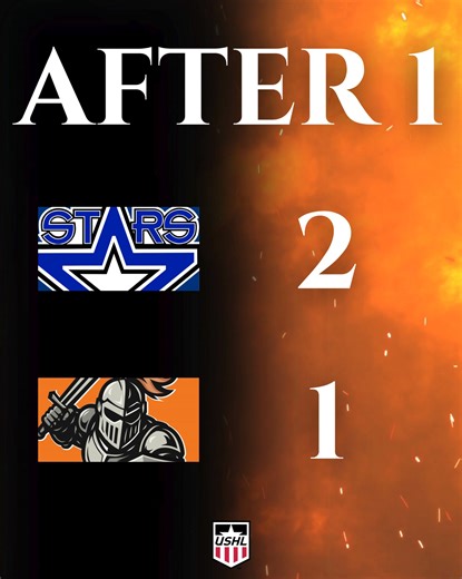 The Lancers open the scoring in the first but the Stars respond with the next two tallies. ⚔️🚨: Arneson (PP, 9:41) | Omaha Lancers