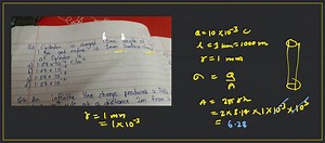Q3. Cyclinder is charged 10mc length of 1 km and radius is 1 mm... | Filo