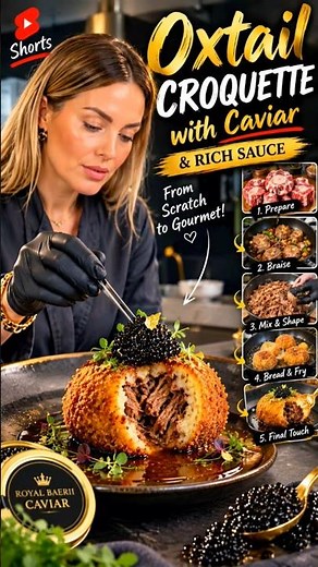 Gourmet Oxtail Croquette with Caviar & Rich Sauce Recipe