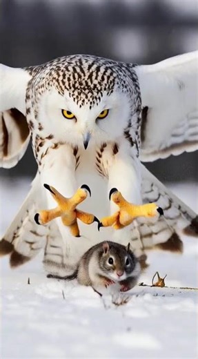 Snowy Owl Hunting Mouse 🐭 4K Ultra HD | Incredible Owl Hunt in Snow ❄️🦉 #owl #mouse