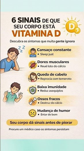 🩺 6 Sinais de Falta de Vitamina D Que Seu Corpo Dá Todos os Dias ⚠️Leia a Descrição ⚠️ #saude