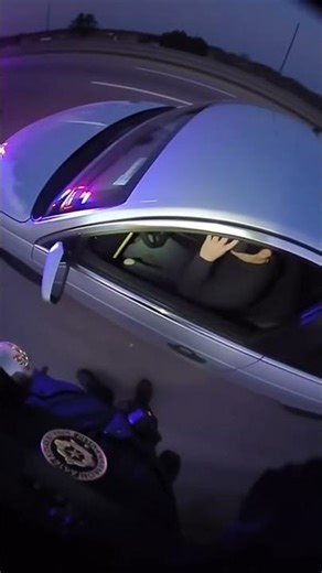 "Virtual reality meet reality: Police body cam captures traffic stop with guy wearing VR headset!"