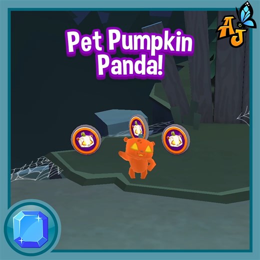 Pet pumpkin pandas, they ROLL and they ROMP, Eating candy bamboo with a satisfied CHOMP! 🎃 #animaljam #kidsgames #gaming #animaljamplaywild #AJPW #fyp #AJanimals #pets #pet #pumpkin | Animal Jam