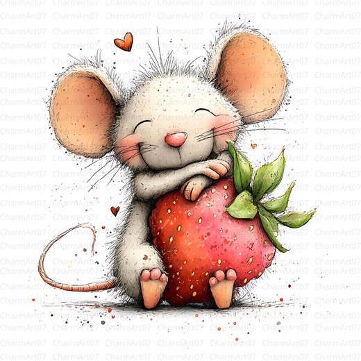 30 Cute Mouse Spring Clipart Bundle: Whimsical Floral Illustrations for Crafts & Design (digital Download ) - Etsy