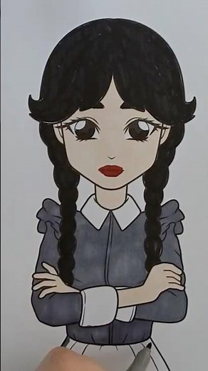 🖤 Wednesday Addams Coloring #coloring #wednesday #satisfying