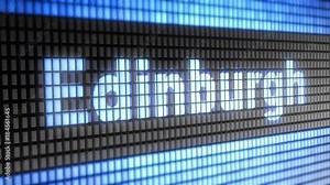 "Edinburgh" on the Screen. 4K Resolution. Encoder Prores 4444. Great Quality. Looping.