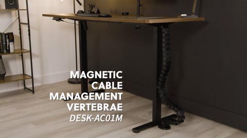 VIVO Standing Desk Vertebrae Magnetic Cable Management Kit, Adjustable Quad Entry Flexible Spine Wire Organizer Cord Snake for Home Office, Black, DESK-AC01M