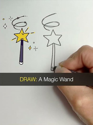 How to Draw a Magic Wand with a Star 🪄⭐️ | Quick Tutorial for Beginners#easydrawing #howtodraw #draw