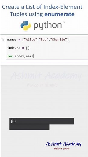 Create a List of Index-Element Tuples using enumerate in Python #Python #Programming